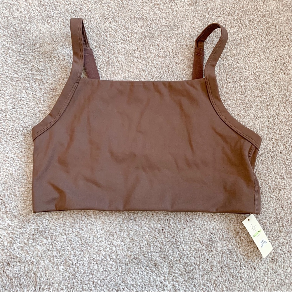 Aerie Offline Brown Square Neck Sports Bra Small
